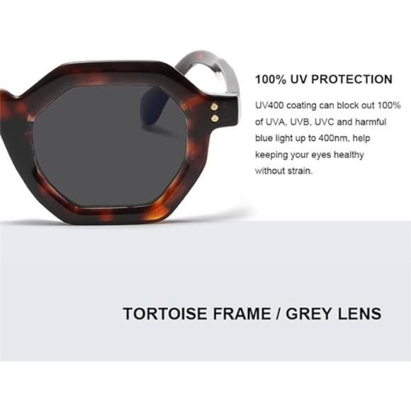 Men Women Sunglasses 100% UV400 Protection Tortoise/Grey - Picture 4 of 6